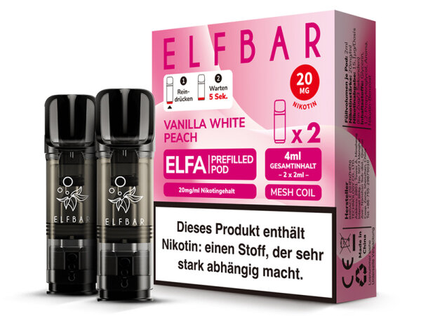 ELFBAR ELFA Prefilled Pod - Vanilla White Peach (Vanille, weißer Pfirsich) - 20mg - 2er Set